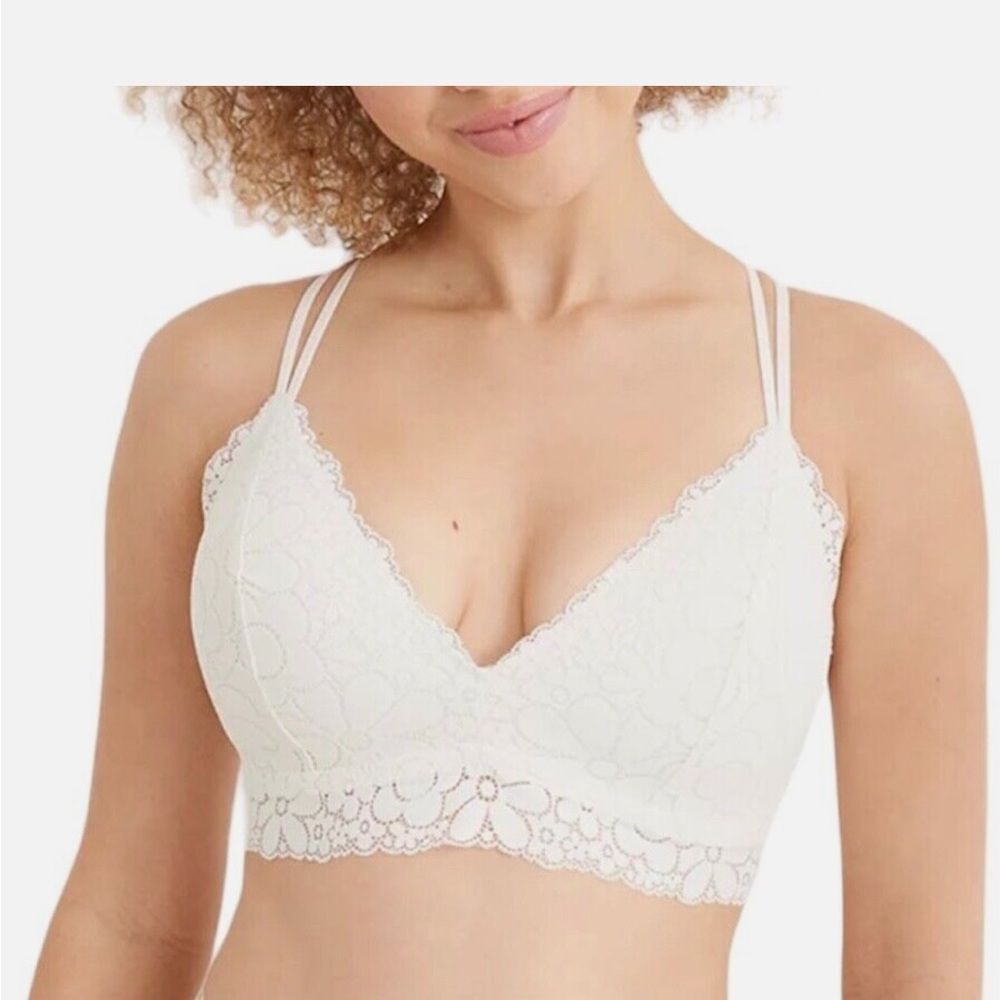 Aerie Snow Angel White Lace Longline Bralette Padded | Size XL | NEW